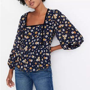 Madewell Velvet-Trimmed Square-Neck Top in Petal Party